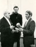 Карельские художники на выставке (слева направо Г.А. Стронк, В.С. Чекмасов, Н.И. Брюханов). г. Петрозаводск, 1978